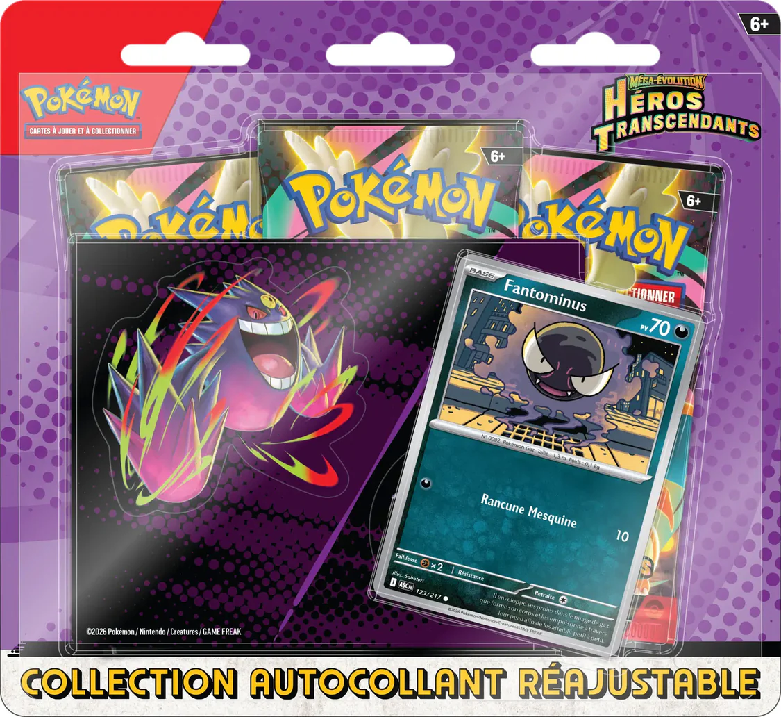 Pokémon - Tripack Collection Autocollant Réajustable ME02.5 : Héros Transcendants - Fantominus - Version Française