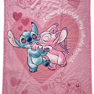 Plaid Sherpa 100X150 cm Stitch Et Angel Bisou